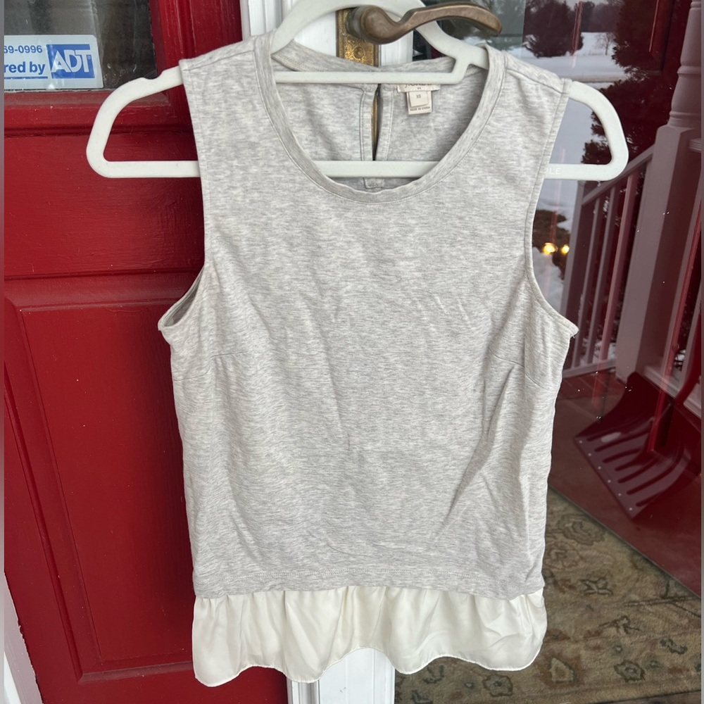 J. Crew Light Gray Top with White Ruffle Hem